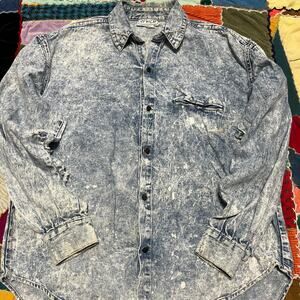 Vintage Pinch Denim Acid Washed Button Up Long Sleeve M / L